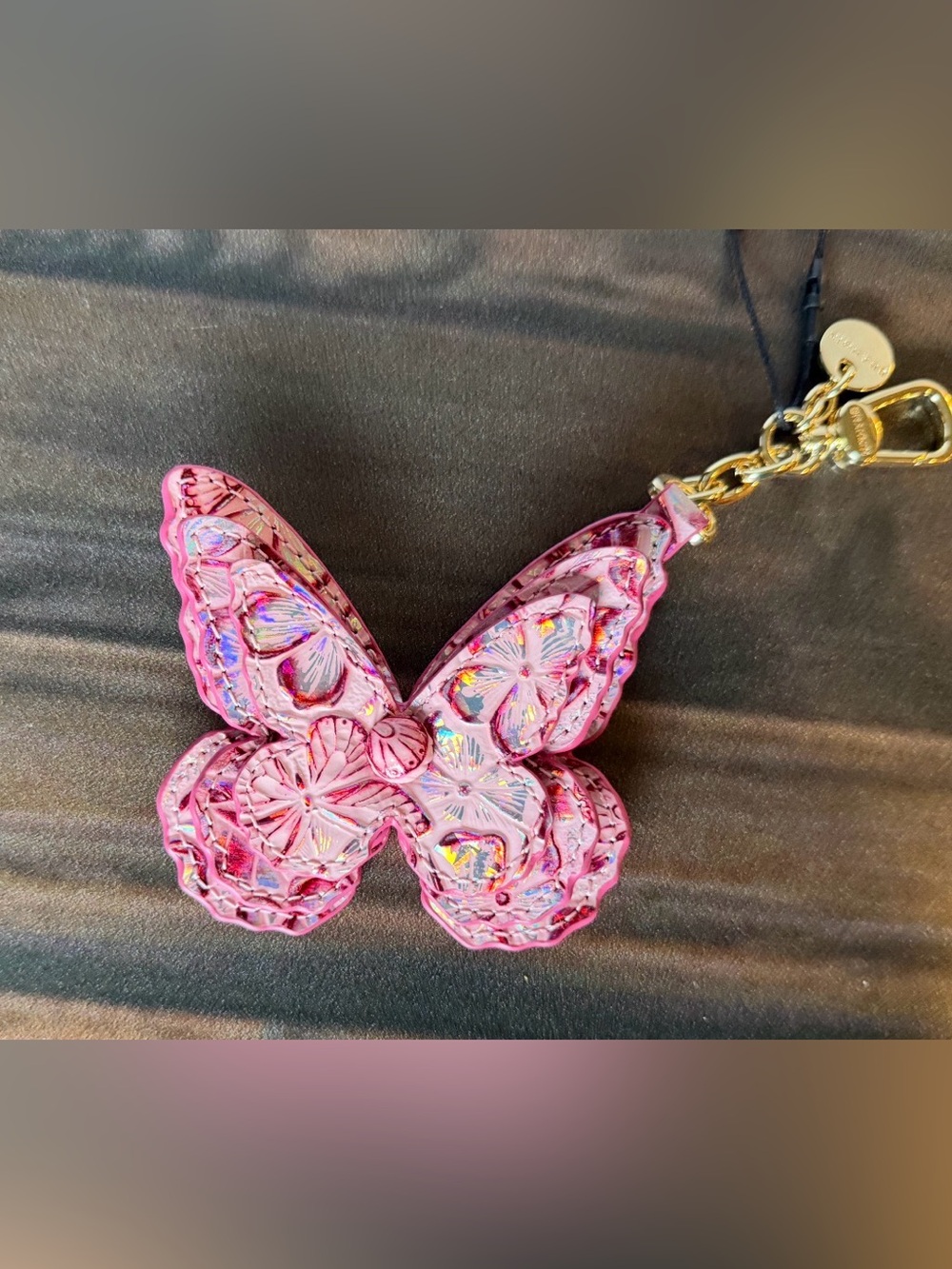 Brahmin Butterfly Fearless Pink Ainsley Logo Charm NWT FIRM - Picture 7 of 7